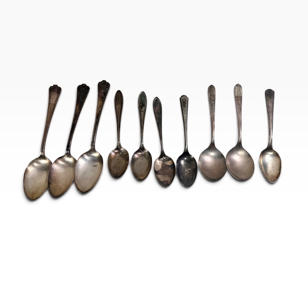 Vintage Silverplate Spoon Lot 10 Mixed Patterns Rogers American Silver Craft